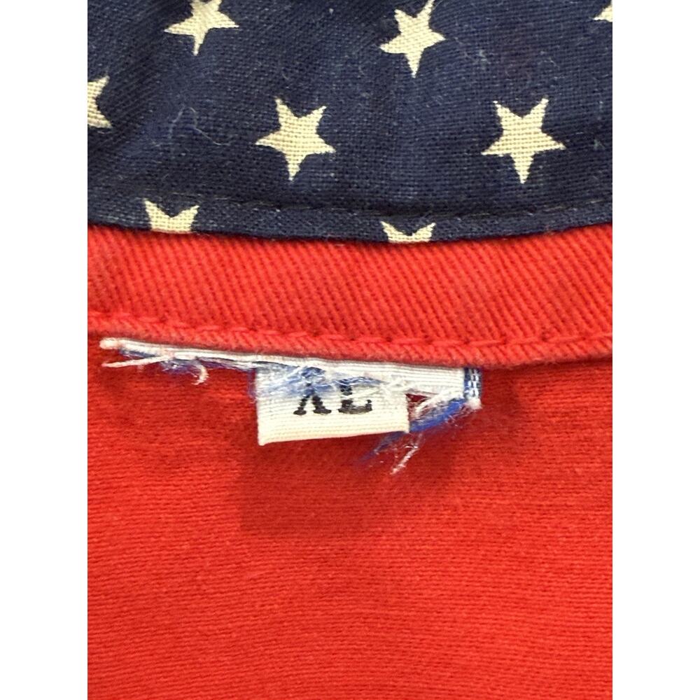 Womens XL Denim Sleeveless Patriotic July 4thButton Down Red Top Cottagecore - Picture 5 of 7